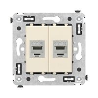 Компьютерная розетка RJ-45 без шторки в стену, кат.5e двойная экранированная, Avanti, Ванильная дымка | код 4405764 | DKC