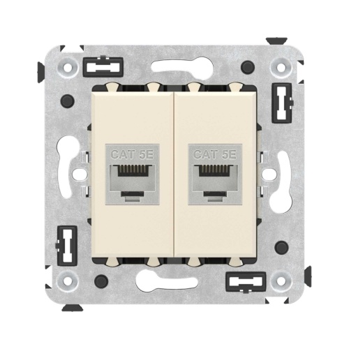 Компьютерная розетка RJ-45 без шторки в стену, кат.5e двойная экранированная, Avanti, Ванильная дымка | код 4405764 | DKC