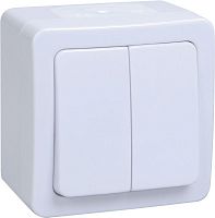 Выключатель 2-клавишный ГЕРМЕС PLUS, открытый монтаж, белый | код. EVMP20-K01-10-54-EC | IEK