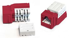 Вставка Keystone Jack RJ-45(8P8C) категория 5e 110 IDC заделка с помощью NE-TOOL красная, Hyperline KJNE-8P8C-C5e-90-RD | код 212409 | Hyperline