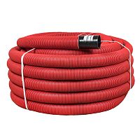 Труба гофр, двустенная ПНД/ПНД гибкая с протяжкой d75 мм (50 м) красная-Plast | код tg2st-75-50m | EKF