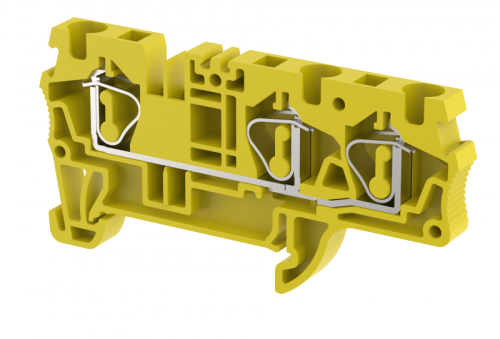 Клемма проходная пружинная 4 мм2 на 3 подключения, желтая SQ4-1X2-YELLOW | код 2103050004 | Elmex