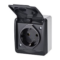 HERMES - Розетка 2P+E, 16A/250V, с крышкой, IP44, антрацит | код 0324-07 | Elektro-plast Nasielsk
