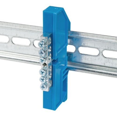 Шина "0" N (6x9мм) 6 отв, цинк синий изолятор на DIN-рейку | код sn1-63-06-d | EKF фото 5