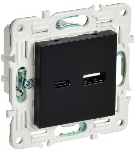 SKANDY Роз. USB A+C 18Вт SK-R13Bl черн. IEK | код SK-U22-018-K02 | IEK