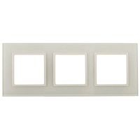 Рамка для розеток и выключателей Elegance 14-5103-02 на 3 поста, стекло, слоновая кость+сл. кость, белое основание | код Б0059171 | ЭРА