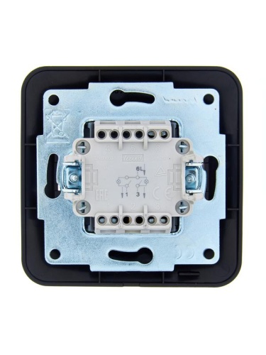 Выключатель 2-кл. 1п СП ASTI 10А IP20 с подсветкой в сборе черн. бархат LEZARD 7081-4242-112