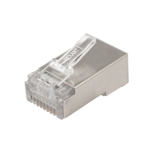 Rexant Разъем сетевой LAN на кабель, штекер 8Р8С (Rj-45), под обжим, в экране, (10шт.) | код 06-0082-A10 | REXANT