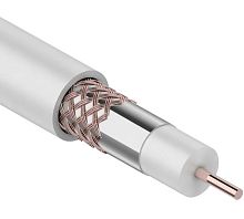 Кабель коаксиальный RG-6U+Cu, 75 Ом, Cu/Al/Cu, 64%, белый (01-2221) | Rexant