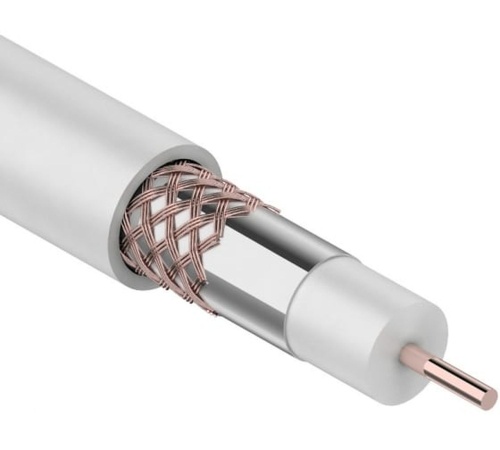 Кабель коаксиальный RG-6U+Cu, 75 Ом, Cu/Al/Cu, 64%, белый (01-2221) | Rexant