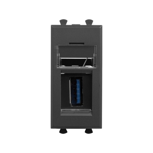 USB 3.0 розетка модульная, тип А-А, Avanti, Черный матовый, 1 модуль | код 4412301 | DKC