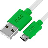 Кабель Micro USB, 0.3 м., белый-зеленый, быстрая зарядка | код GCR-53281 | Greenconnect