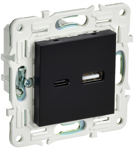 SKANDY Роз. USB A+C 3,1А SK-R14Bl черн. IEK | код SK-U22-D31-K02 | IEK