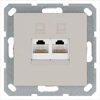 Розетка компьютерная 2-м RJ45 IP20 кат. 5E механизм тауп Jasmart G6106T