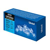 Гирлянда светодиодная на батарейках 2AA не в комплекте Снежинки мини 1,9м 20 светодиодов Белый свет Провод прозрачный TM Uniel ULD-S1900-020/STB/2AA WHITE IP20 SNOWFLAKES MINI | код UL-00008620 | Uniel