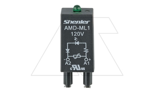 Модуль AMD-ML1, варистор + зеленый LED, 120VAC/DC, черный, для SRU, SKF14, SKC, SKB, STB, SRC*-E, GZT, GZM, GZS, GZMB, ES32 | код AMD-ML1/120V | Shenler