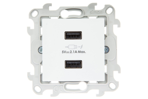 Зарядное устройство розетка 2хUSB, белый | код 2411096-030 | Simon