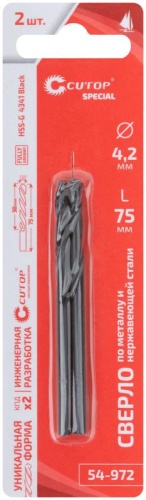 Сверло по металлу Special, HSS-G, 4,2x75/38 мм, 2 шт. | код 54-972 | FIT фото 3
