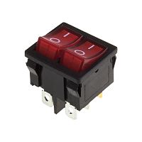 Выключатель клавишный 250V 6А (6с) ON-OFF красный с подсветкой ДВОЙНОЙ Mini REXANT | код 36-2160 | REXANT