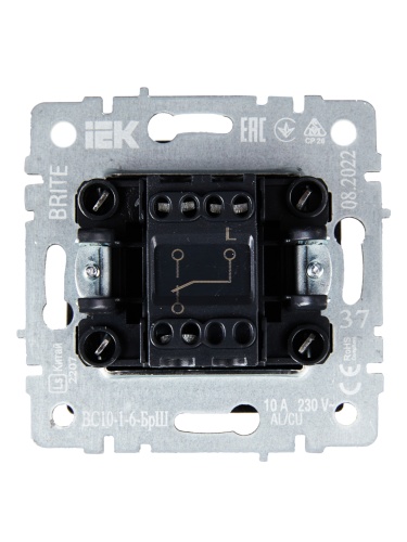 BRITE Выключатель 1-клавишный проходной 10А ВС10-1-6-БрШ шампань | код BR-V12-0-10-K37 | IEK фото 5