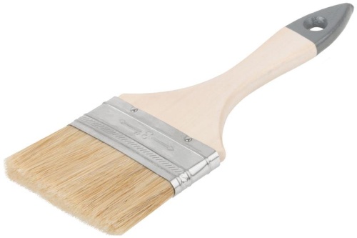 Кисть флейцевая "Лайт" 3дюйм (75мм) натур. свет. щетина деревянная ручка КУРС 00807