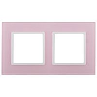 Рамка на 2 поста, стекло, Эра Elegance, розовый+бел, 14-5102-30 | код Б0034502 | ЭРА