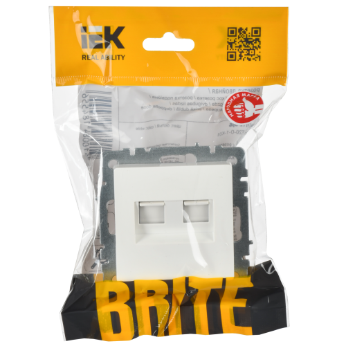 BRITE Розетка компьютерная двойная кат.5E RJ45 РК10-2-БрБ белый | код BR-K20-1-K01 | IEK фото 2