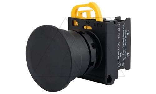 Кнопка грибовидная 40mm PB3E, черная, с фиксацией, без подсветки, 1NC, 6A 230VAC/24VDC, 22mm, IP65 | код PB3E-M4T0S01S00/K00 | АРТ