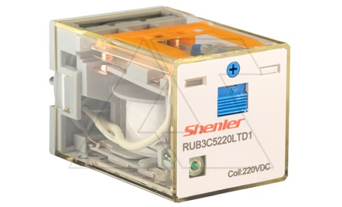 Реле RUB3C5220LTD1, 3CO, 10A(250VAC/24VDC), 220VDC, мех. инд., тест-кнопка с блокировкой, диод +A1/-A2, LED | код RUB3C5220LTD1 | Shenler