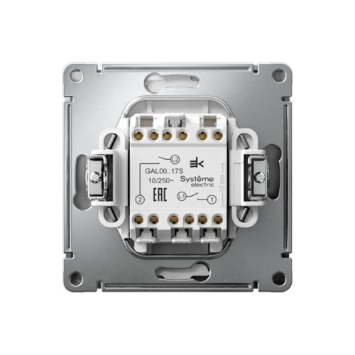 ARTGALLERY 2-клавишный ВЫКЛЮЧАТЕЛЬ КНОПОЧНЫЙ, 10АХ, механизм, быстрозажимные клеммы, СТАЛЬ | код GAL000917S | Systeme Electric фото 6