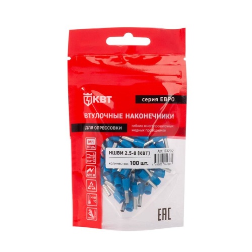 Наконечник штыревой втулочный изолированный НШВИ 2.5-8 ЕВРО син. КВТ 103202 фото 4 Наконечник штыревой втулочный изолированный НШВИ 2.5-8 ЕВРО син. КВТ 103202 фото 4