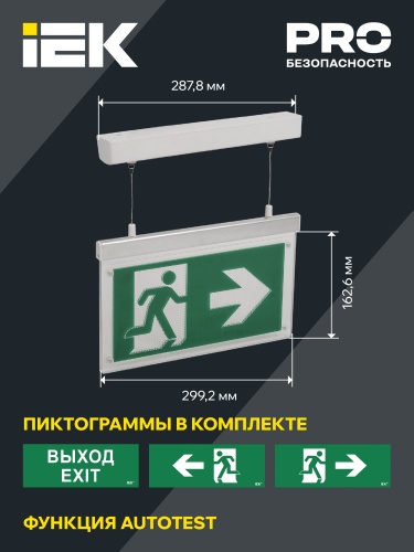 Светильник аварийно-эвакуационный светодиодный подвесной ССА3002 двусторонний 3ч 3Вт сменный знак | код LSSA0-3002-3-20-K03 | IEK фото 2