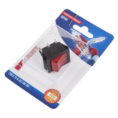 Выключатель клавишный 250В 15А (6с) ON-ON красн. с подсветкой (RWB-506 SC-767) блист. Rexant 06-0305-B фото 4