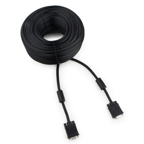 Кабель VGA Premium Cablexpert CC-PPVGA-30M-B, 15M/15M, 30м, черный, двойной экран, феррит.кольца, пакет | код CC-PPVGA-30M-B | Cablexpert
