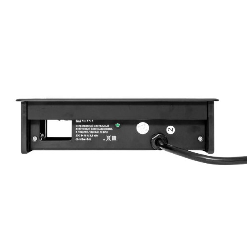 Встраиваемый настольный розеточный блок выдвижной, 8 модулей, черный, C-Line | код cl-vnbv-8-b | EKF фото 5