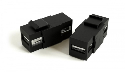 Вставка формата Keystone Jack USB 2 (Type A) под винт ROHS черная, Hyperline KJ1-USB-A2-SCRW-BK | код 251289 | Hyperline