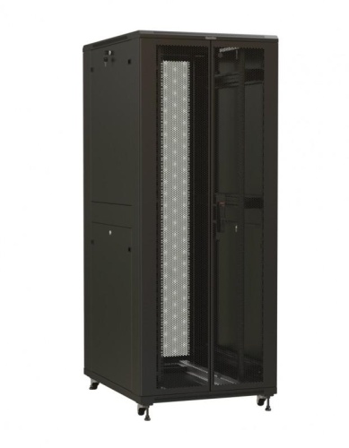 Шкаф напольный TTR-4261-DD-RAL9005 19дюйм 42U 2055х600х1000мм перед. и зад. распашные перфор. двери (75%) ручка с замком черн. (RAL 9005) разобран.