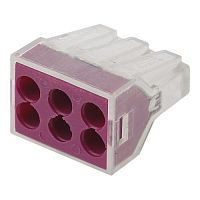 Строительно-монтажная клемма СМК, модель 106, 6 отверстий, 1.0-2.5мм2 (уп.50шт.) | код Б0033394 | ЭРА