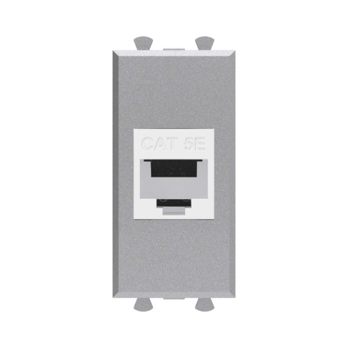 Компьютерная розетка RJ-45 без шторки модульная, кат.5е, Avanti, Закаленная сталь, 1 модуль | код 4404661 | DKC