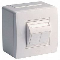 Коробка в сборе с 2 розетками RJ45, кат.5е (телефон / компьютер), белая (упак. 14шт) | код. 10656 | DKC