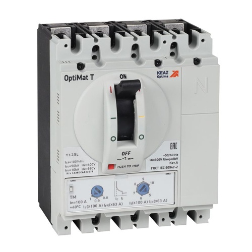Выключатель автоматический OptiMat T125H TM 40A 4P | код 356180 | КЭАЗ Выключатель автоматический OptiMat T125H TM 40A 4P | код 356180 | КЭАЗ