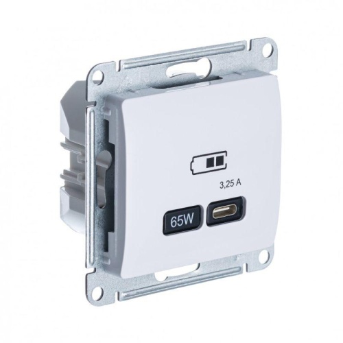 Розетка USB Glossa тип C 65Вт QC PD высокоскор. ЗУ механизм бел. | код. GSL000127 | Systeme Electric