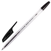Ручка шариковая BRAUBERG X-333, ЧЕРНАЯ, корпус прозрачный, узел 0,7 мм, линия письма 0,35 мм, 142406 | код 142406 | BRAUBERG