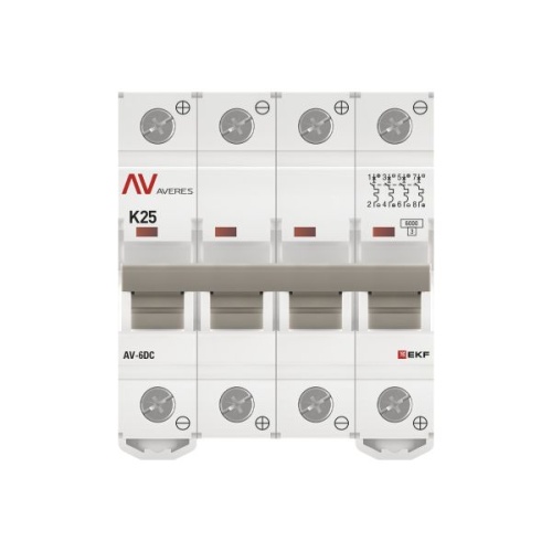 Выключатель автоматический AV-6 DC 4P 25A (K) 6kA EKF AVERES | код mcb6-DC-4-25K-av | EKF фото 5 Выключатель автоматический AV-6 DC 4P 25A (K) 6kA EKF AVERES | код mcb6-DC-4-25K-av | EKF фото 5