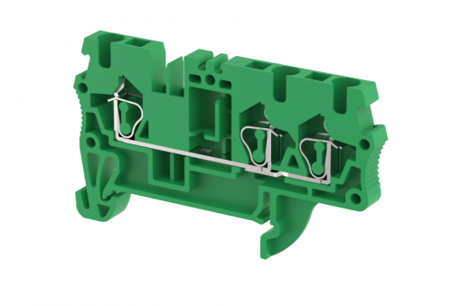 Клемма проходная пружинная 2,5 мм2 на 3 подключения, зеленая SQ2.5-1X2-GREEN | код 2102050003 | Elmex