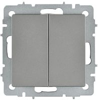 BRITE Выключатель 2-клавишный перекрестный 10А ВС10-2-3-БрС сталь IEK | код BR-V23-0-10-K46 | IEK