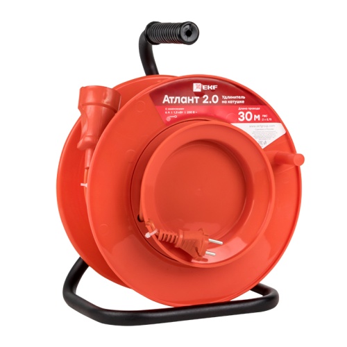 Удлинитель на катушке "Атлант 2,0" 1 гнездо 50м без заземления ПВС 2*1 10А/2,2кВт PROxima | код UKA02-10-210-1-50 | EKF Удлинитель на катушке "Атлант 2,0" 1 гнездо 50м без заземления ПВС 2*1 10А/2,2кВт PROxima | код UKA02-10-210-1-50 | EKF