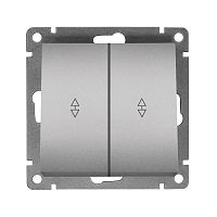 Афина выключатель проходной двухклавишный , с/у, 10А, 220В, механизм серебро (еврослот) | код A0026-S | Universal