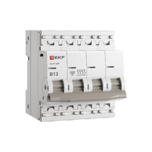 Автоматический выключатель 4P 13А (B) 6кА ВА 47-63N EKF PROxima | код M636413B | EKF фото 2