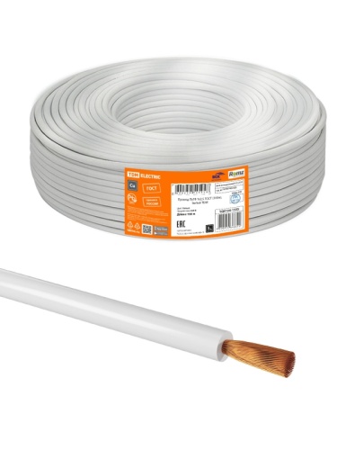 Провод ПуГВ 1х2.5 ГОСТ (бухта 100м) белый | код SQ0124-1535 | РЭМЗ ТМ